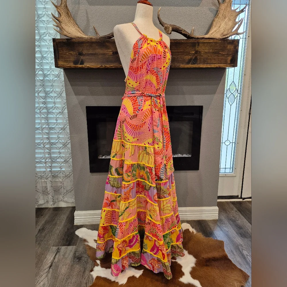 FARM Rio Maxi Dress Size Medium New With Tag Vibrant Multicolor Maxi Dress - Picture 3 of 10